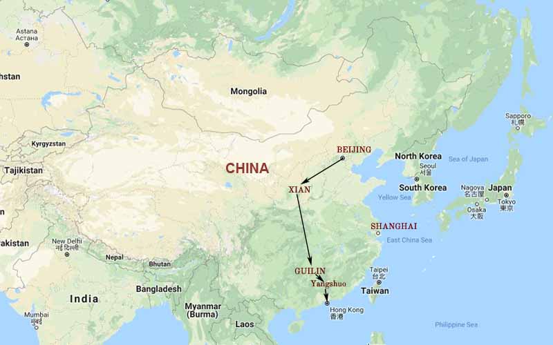 Map, China Family Tour Package A