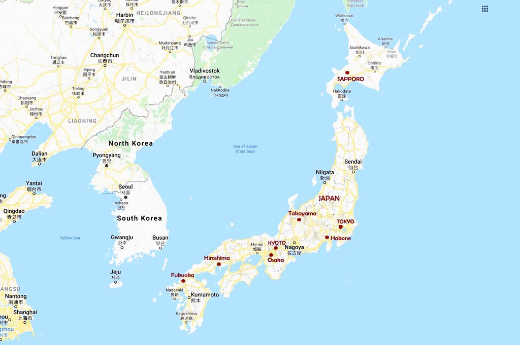 Japan Map, Luxury Japan Tour Packages