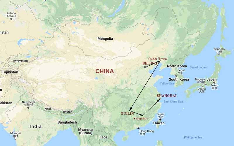 Map, Majestic China Tour Package