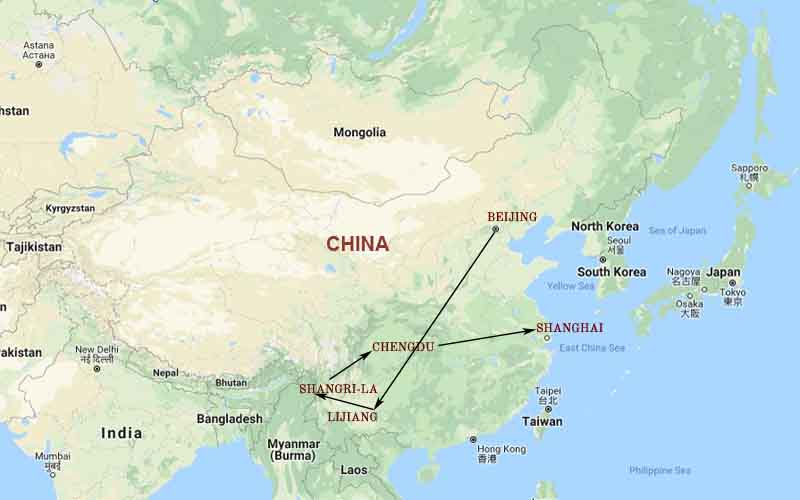 Spectacular Yunnan Map, China Yunnan Tours