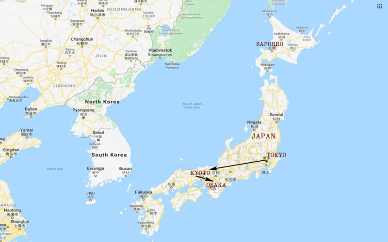 Route Map, Eclectic Japan Culinary Tour
