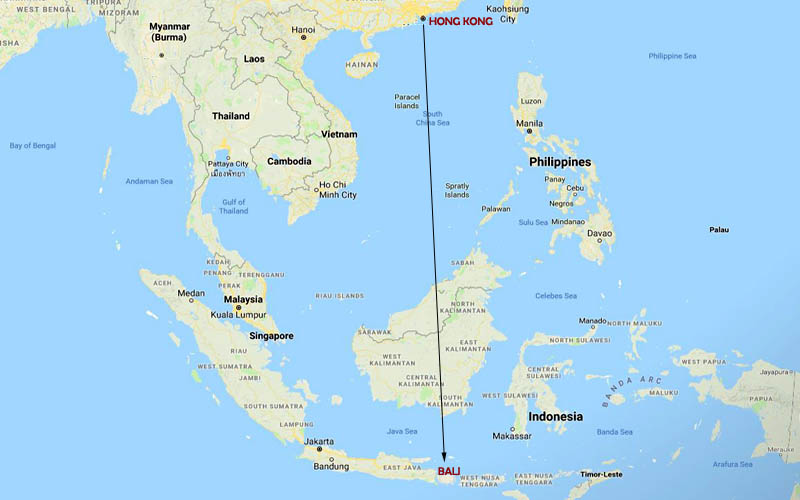 Route Map, Private Bali & Hong Kong Tour package