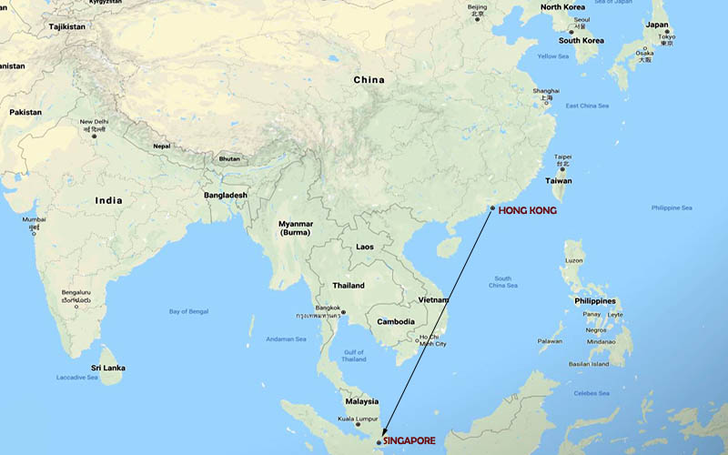Route Map, Hong Kong Singapore Tour Package