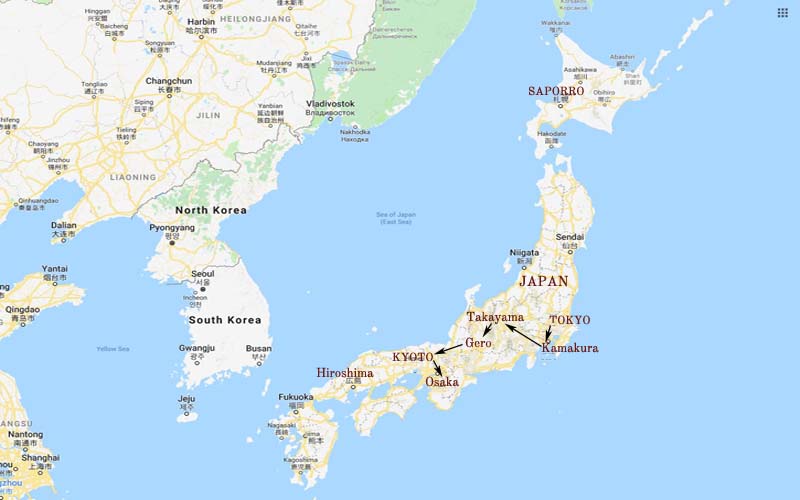 Route Map, Japan Romance Honeymoon package