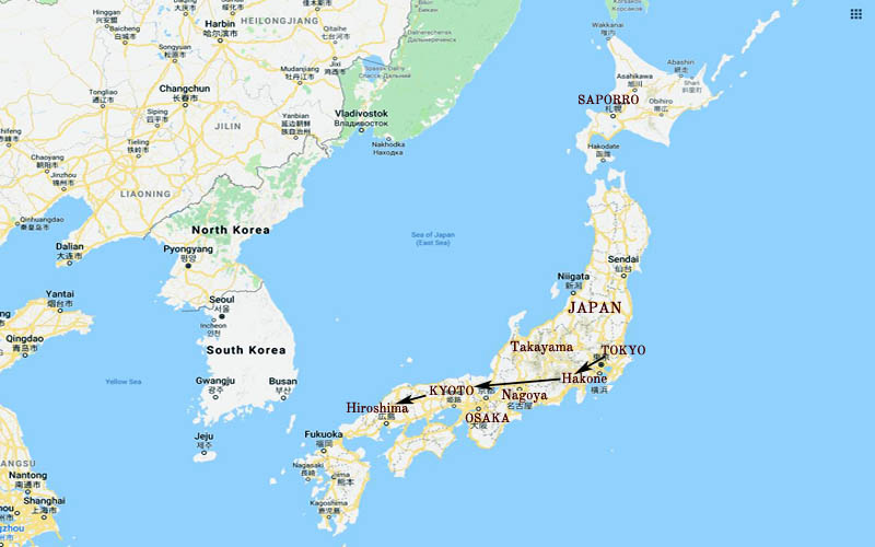 Route Map, Private Japan tour package