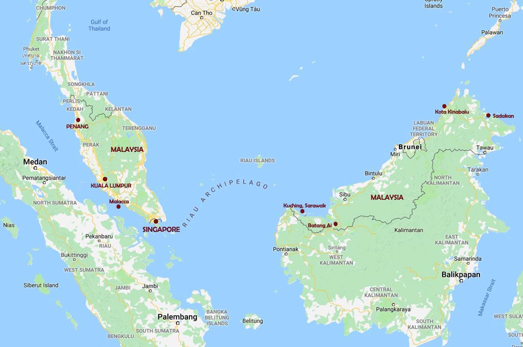 Map, Malaysia Tours and Singapore Vacations