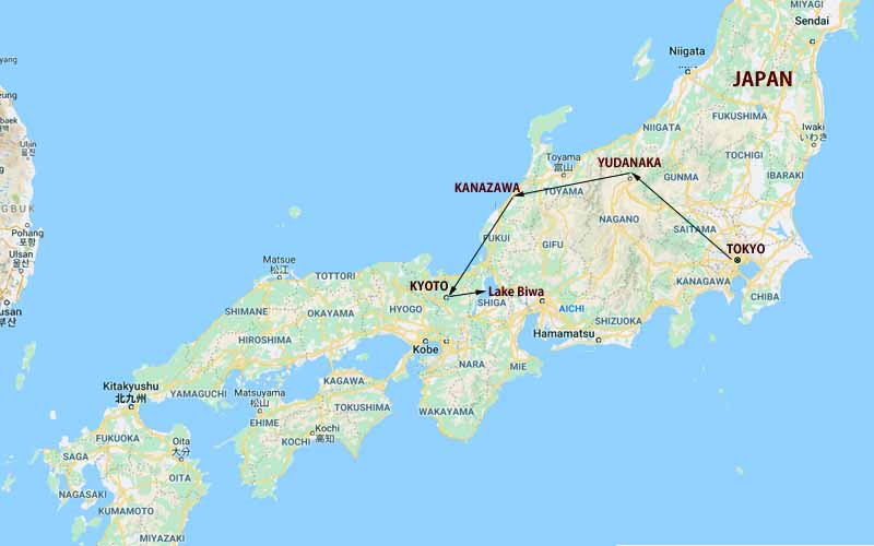 Japan Family Tour Map
