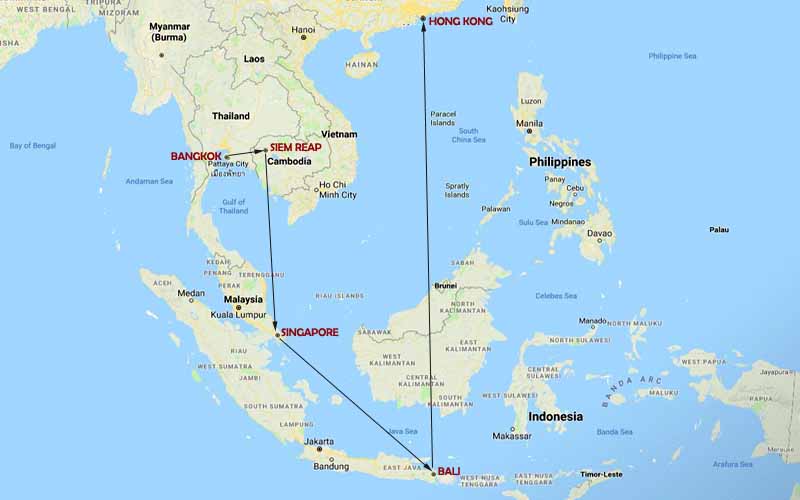 Multi-City Asia Tour Map