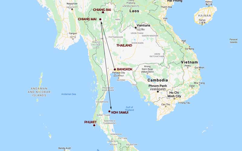 Thailand Spa and Wellness Tour Map