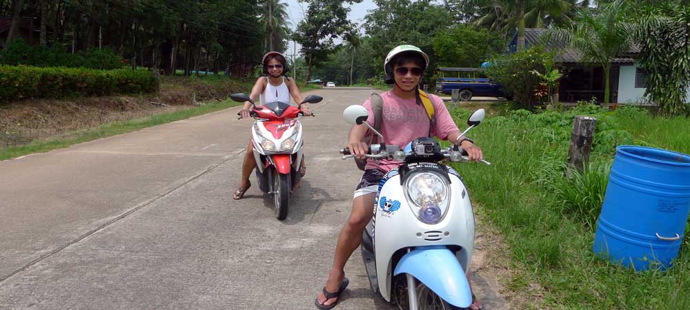 Exploring Koh Yao Yai by scooter, Thailand family travel