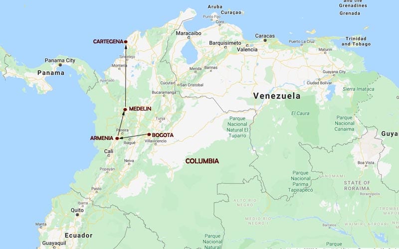Columbia Tour Map