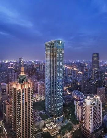 Modern Shanghai city skyline at twilight, showcasing Pudong’s iconic skyscrapers