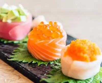 Colorful temari sushi prepared during a hands-on Japanese cooking experience