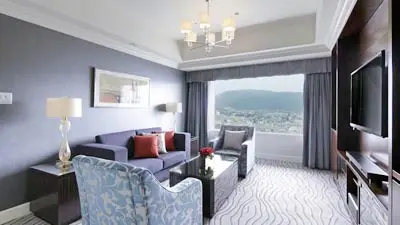 Elegant guest room interior at Hotel Okura Kyoto in central Kyoto