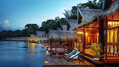 Float House River Kwai, a luxury floating lodge perfect for adventure tours in Thailand