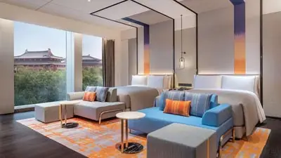 Contemporary room at Canopy by Hilton Xi’an, a centrally located hotel near Xi’an’s historic landmarks