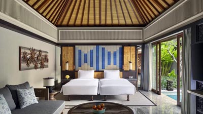 Expansive deluxe room at the Andaz Bali, luxury beachfront resort on Bali's Sanur Beach