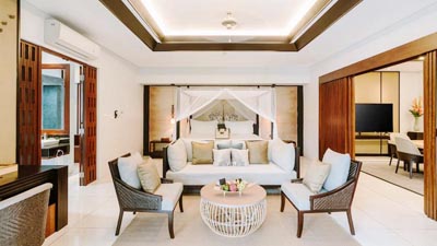 Elegant private villa interior at The Samaya Seminyak luxury resort with contemporary Balinese styling