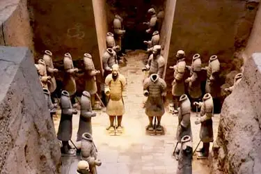 Terracotta Army excavation pit in Xi’an showing life-sized clay warriors in formation