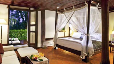 Premium heritage accommodation at 3 Nagas MGallery Luang Prabang with serene garden outlook