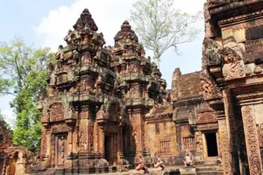 Ancient Cham temple towers at My Son Sanctuary near Hoi An, Vietnam, showcasing intricate brick architecture and the historic legacy of the Champa Kingdom.